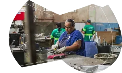 Operação de triagem e reciclagem